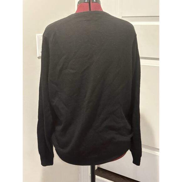 Lacoste Black Cashmere V Neck Sweater, XL - Picture 3 of 9